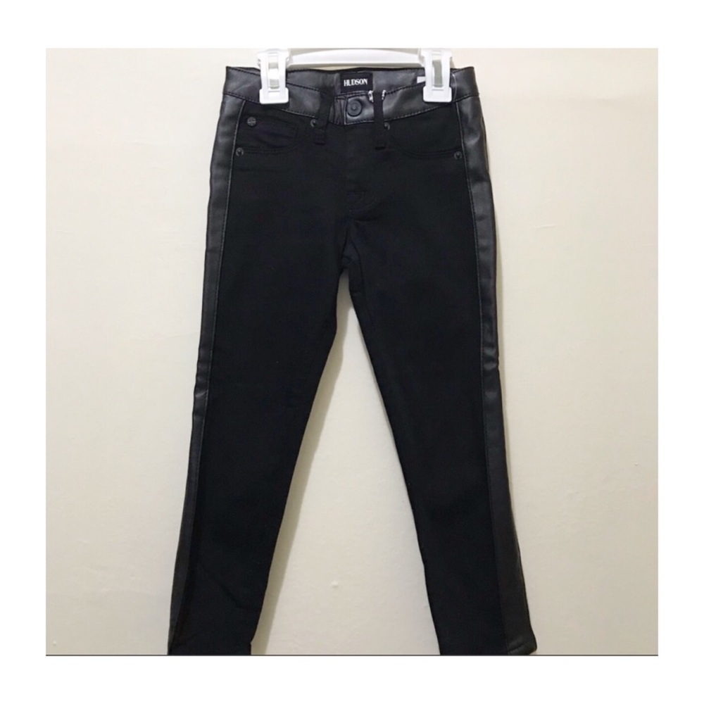 New Hudson girls black pants with faux lea…